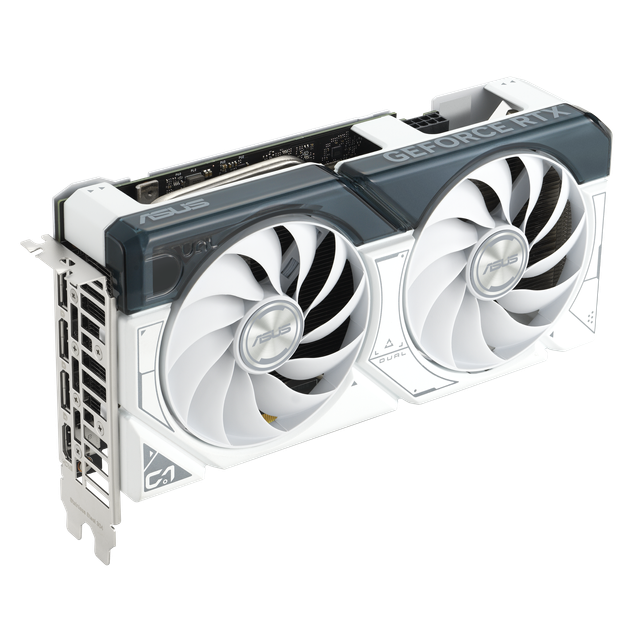 Asus Dual Ge Force Rtx 4060 Ti White Graphics Card Hero Shot From the Front Side1